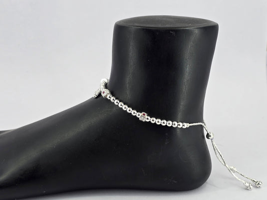 Branded : Aditi Ornaments | Silver CZ Anklet Chain Payal | Affordable & Durable | Id : ACP4